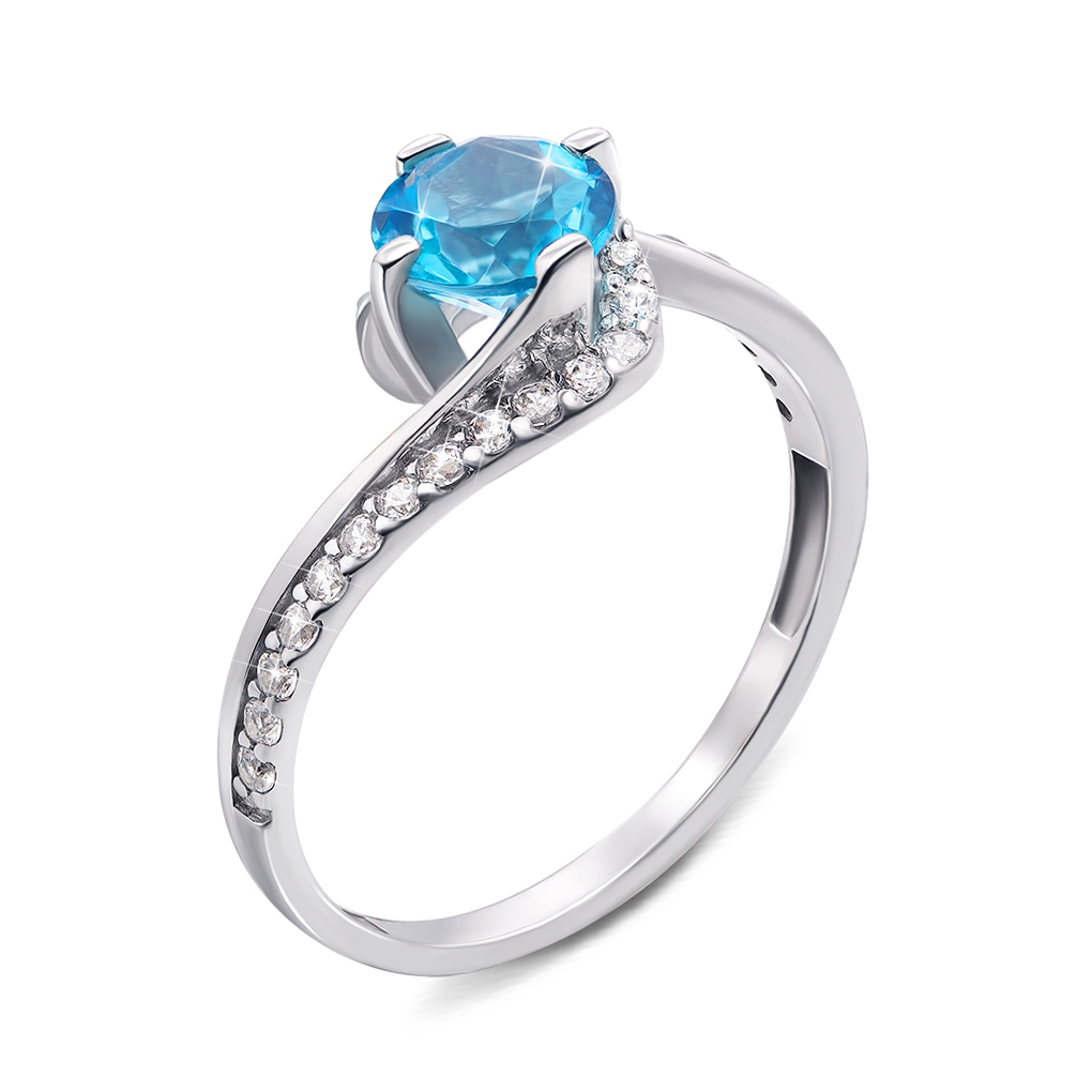 

Серебряное кольцо с голубым кварцем и фианитами 000136409 17 размера