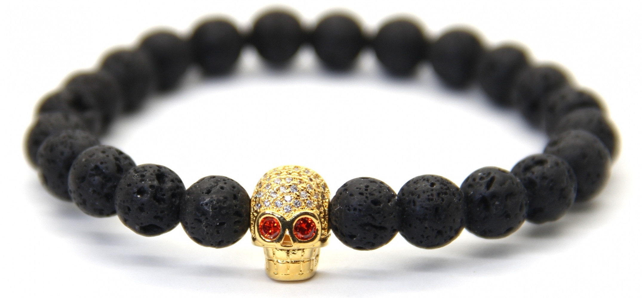 

Браслет Kaylo Zirconic Skull Золотого цвета из лава-камня (vs-173)