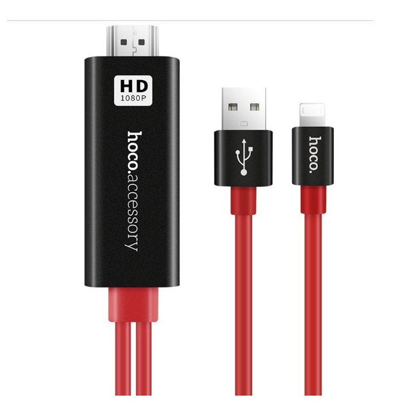 

Кабель Hoco UA4 Apple HDMI cable adapter Black+Red