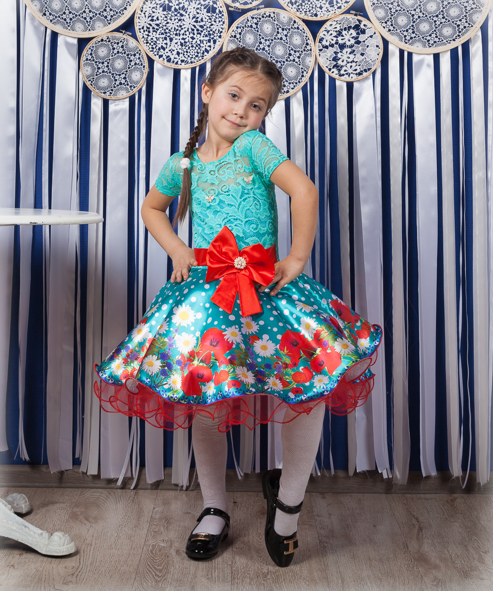 

Детское нарядное платье I.V.A.moda Маки 30 голубой iva-506