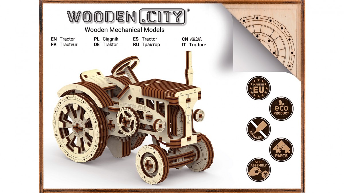 

Деревянный пазл 3D Wooden City Трактор (WR318)
