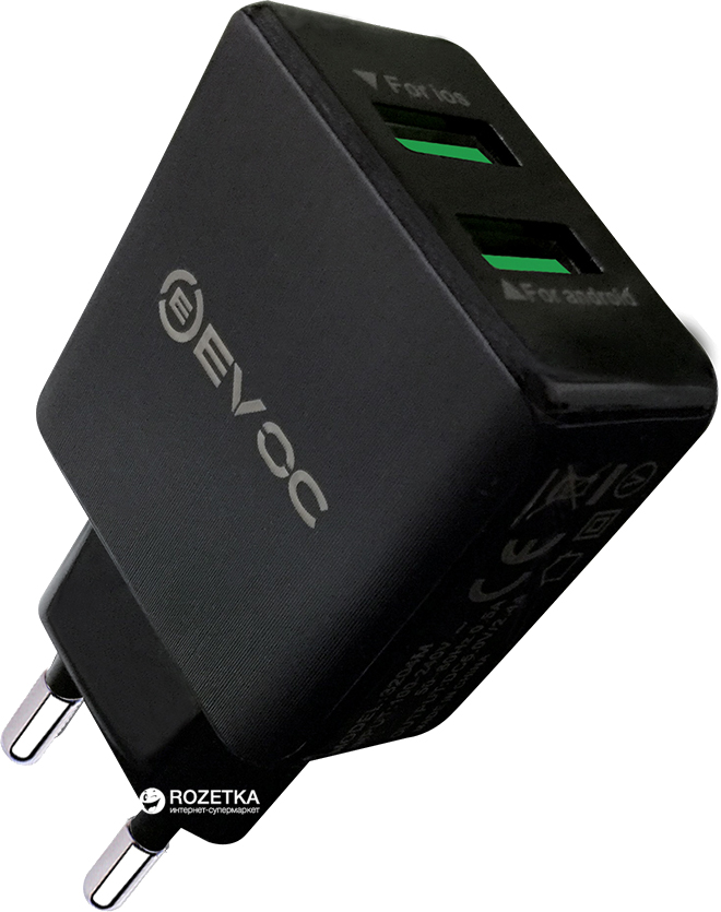 

Сетевое зарядное устройство Evoc 2USB Smart Charger 2.4A Черное