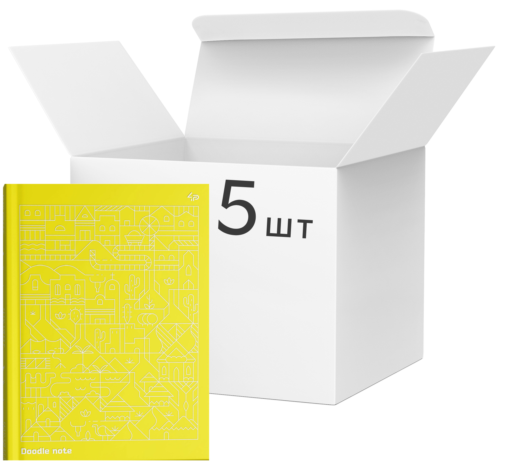 

Упаковка блокнотов 4Profi Profiplan Two in one Doodle note A5 в точку 64 листа Yellow 5 шт (902002)