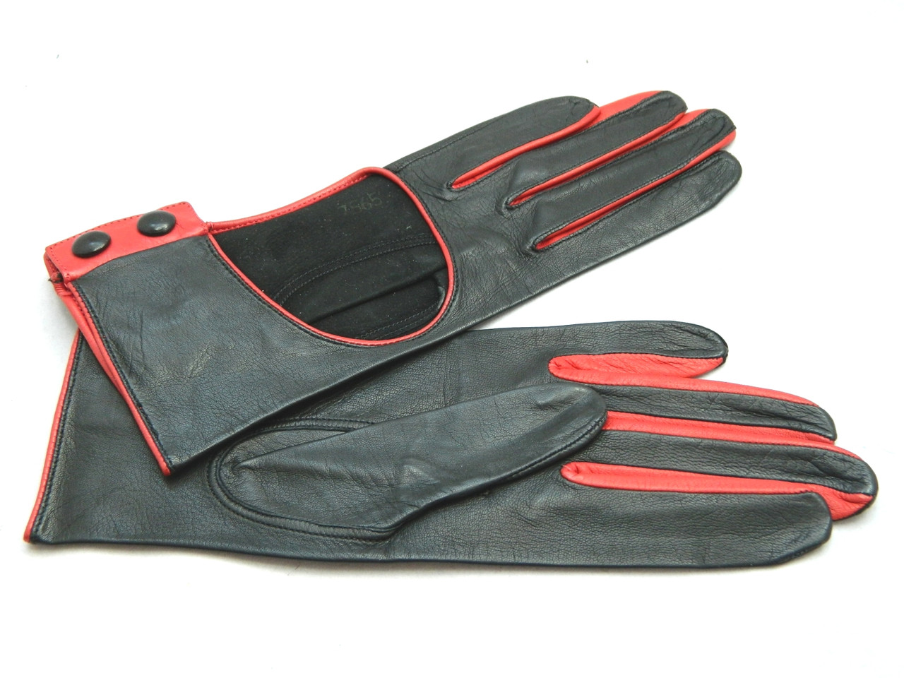 

Перчатки женские кожаные автомобильные Alpa Gloves черные с красным 327-6.5 размер 6,5