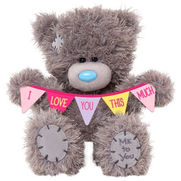 

Мишка Teddy с разноцветными флажками 18 см AP701010