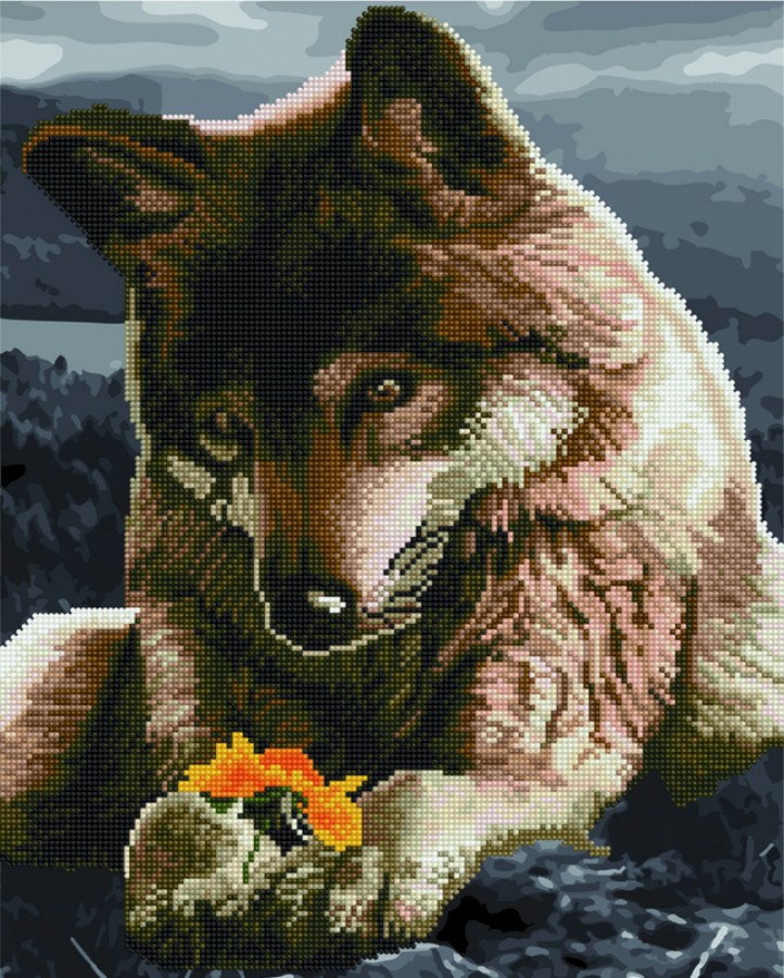 

Алмазная картина-раскраска 40x50 Волк и цветок, Rainbow Art (0096-1616)