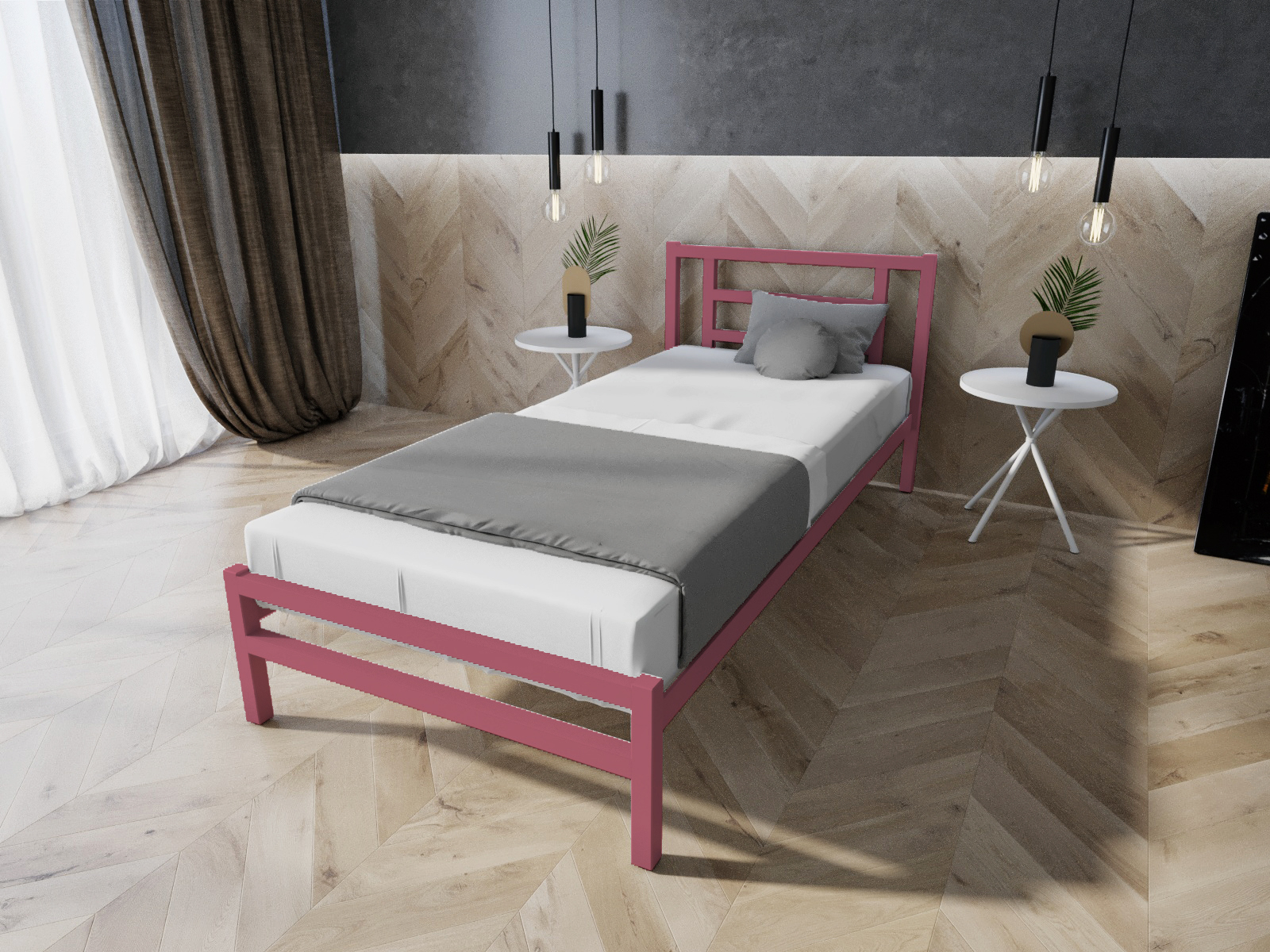Односпальная кровать в много мебели