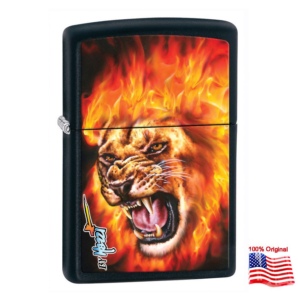 

Зажигалка Zippo 28003 FLAMING LION черная 28003