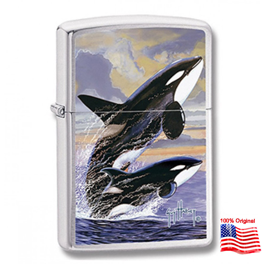 

Зажигалка Zippo 24305 KILLER WHALES серая 24305