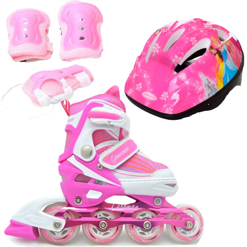 

Роликовые коньки детские раздвижные Caroman Combo Disney (защита+шлем) 27-31, Princess Pink (розовый) (2T3029E)