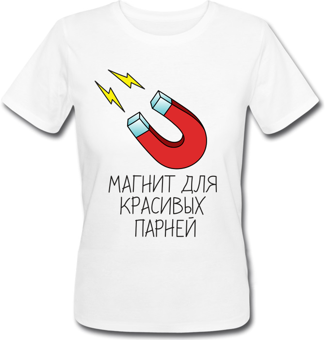 

Футболка Print Planet Магнит  Белая, Футболка Print Planet Магнит XL Белая
