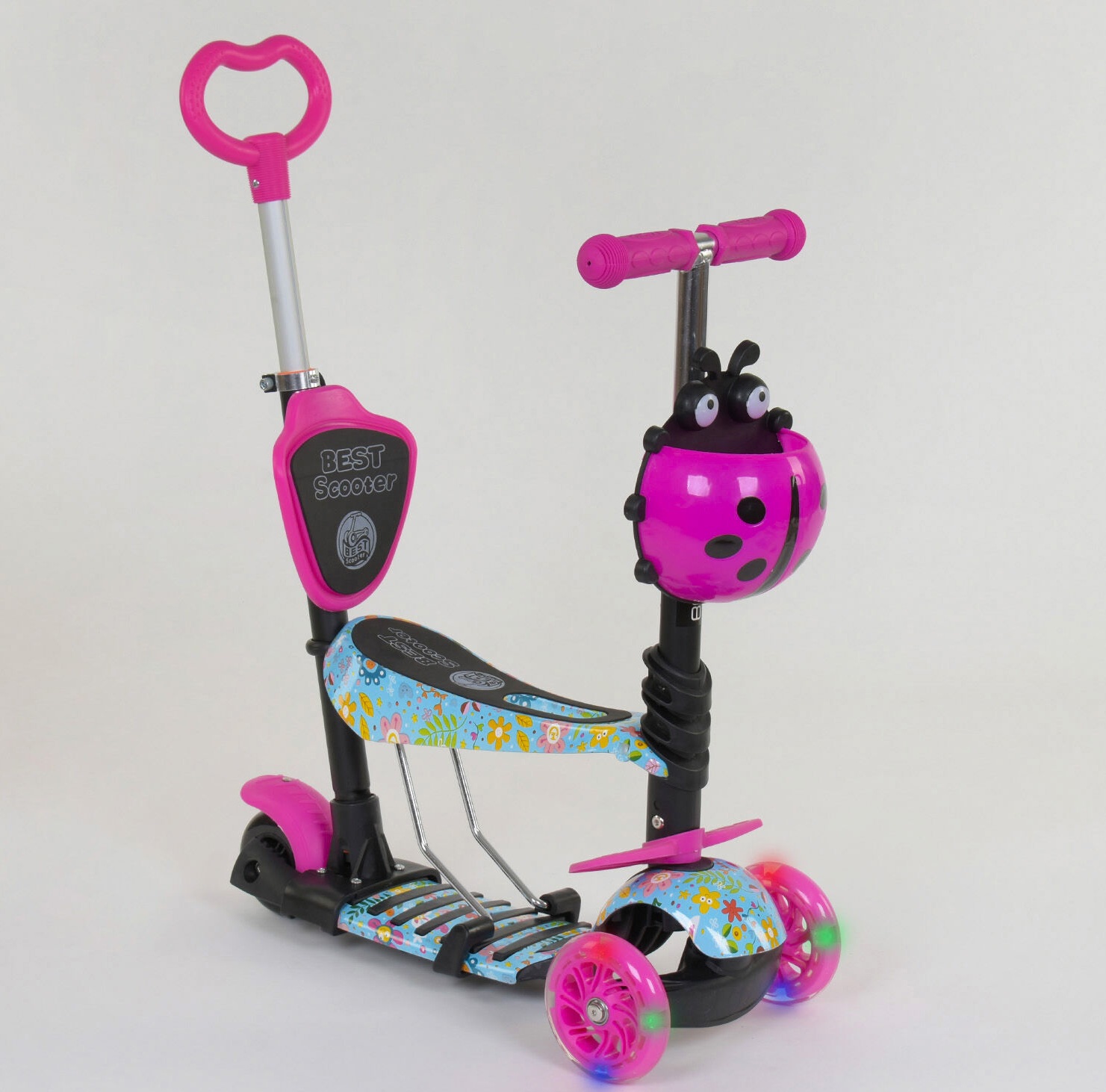 

Детский трехколесный самокат-беговел Best Scooter 5в1 (26901) колеса PU со светом