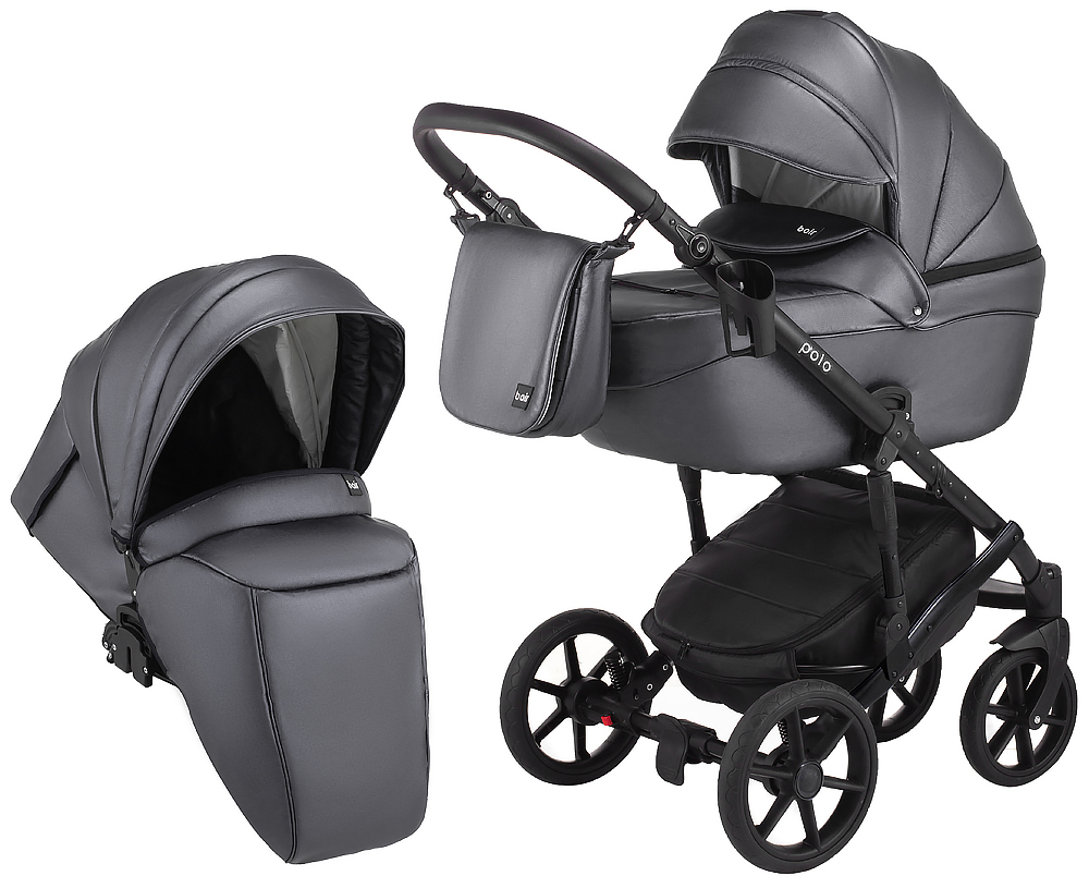 

Коляска 2 в 1 Bair Polo (Black) кожа 100% 33