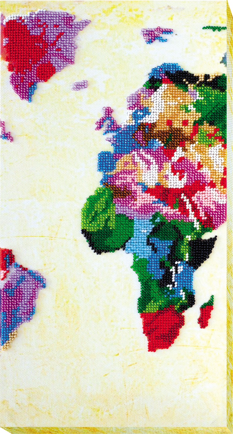 Акция на Набор для вышивки бисером Абрис Арт на натуральном художественном холсте Карта мира-2 (AB-464) от Rozetka UA