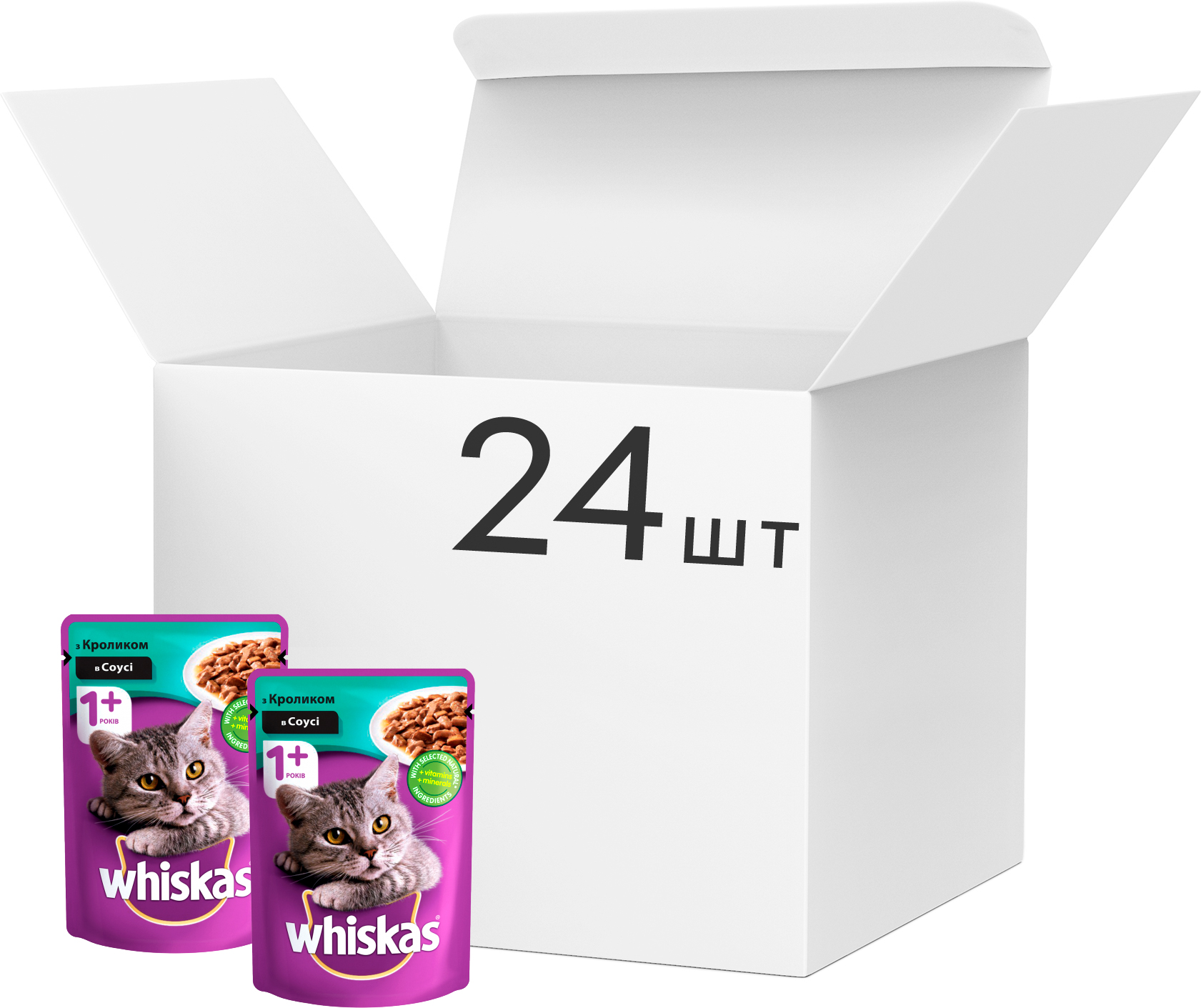 

Упаковка влажного корма для котов Whiskas с кроликом в соусе 24 шт по 100 г