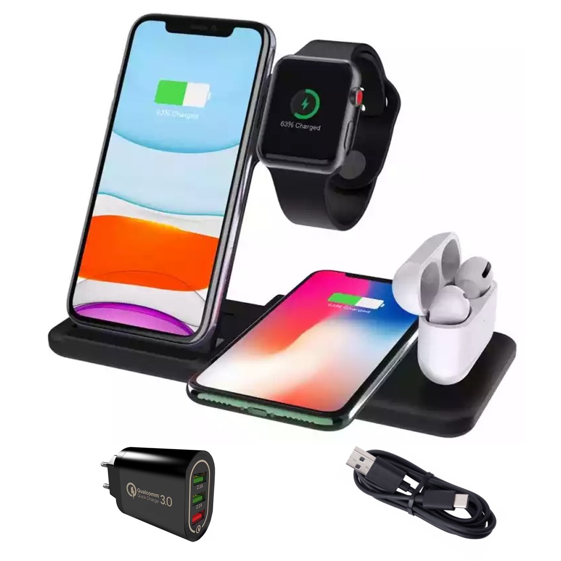 

Беспроводное зарядное устройство Док-станция iCharger 4 в 1 Fast Charge Black