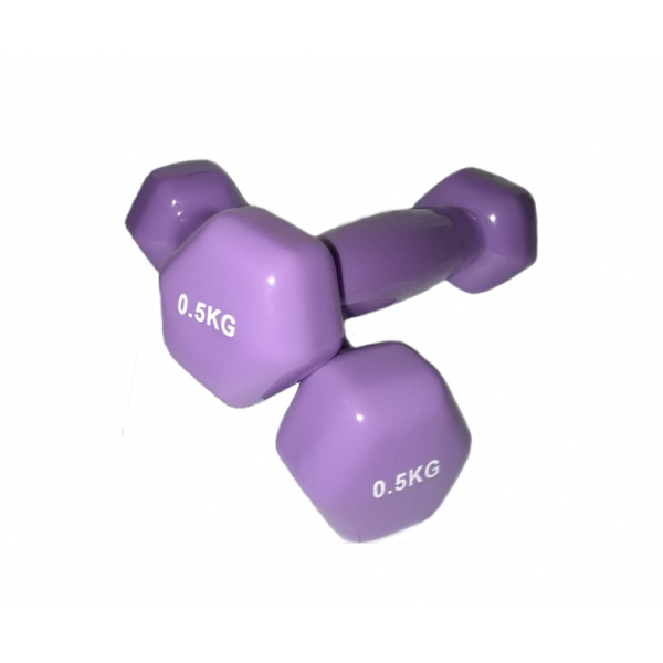 

Гантели для фитнеса 2шт по 0.5кг с виниловым покрытием FitnesOK.Сиреневый.
