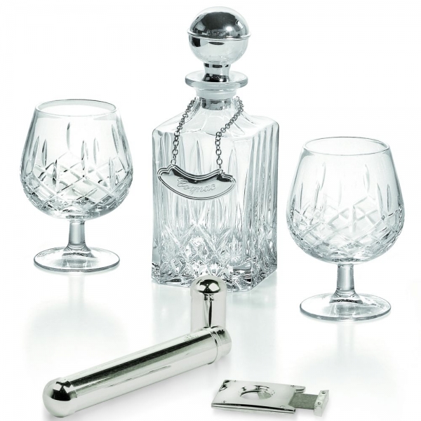 

Набор для коньяка штоф и 2 бокала, гильотина и футляр для сигар 2850 Chinelli