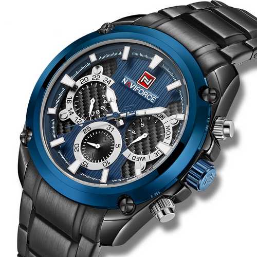 

Мужские наручные часы (NF9113 Black-Blue) Naviforce 46 мм Черный 000075308