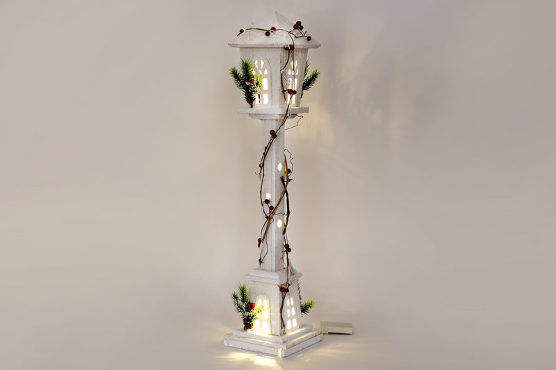 

Декоративный деревянный фонарь с подсветкой (20 LED-ламп) 80см (NY12-481)