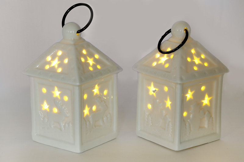 

Подвесной фарфоровый декор Домик с LED подсветкой 6см, цвет - белый, набор из 6 шт (797-433)