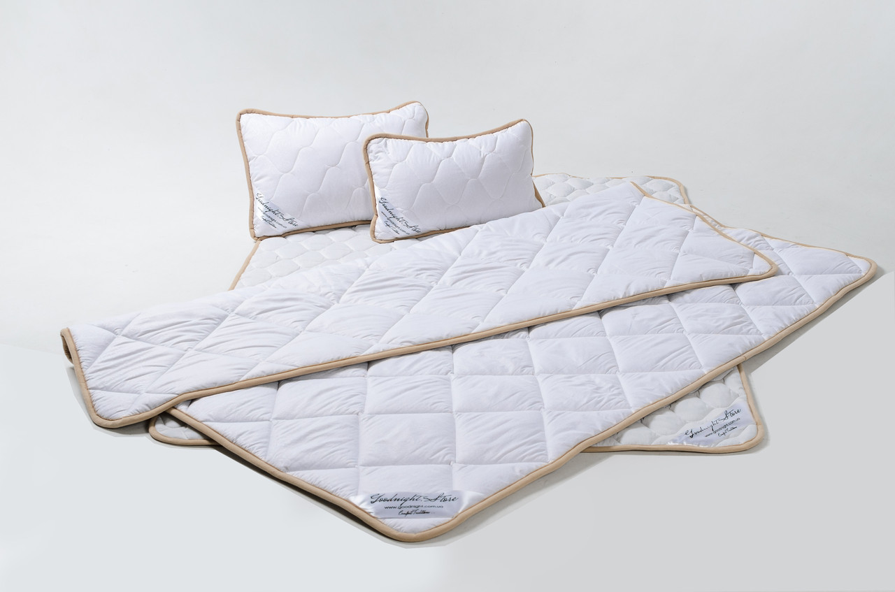 

Спальный комплект односпальный из овечьей шерсти мериносов Goodnight.Store антиаллергенный Max белый