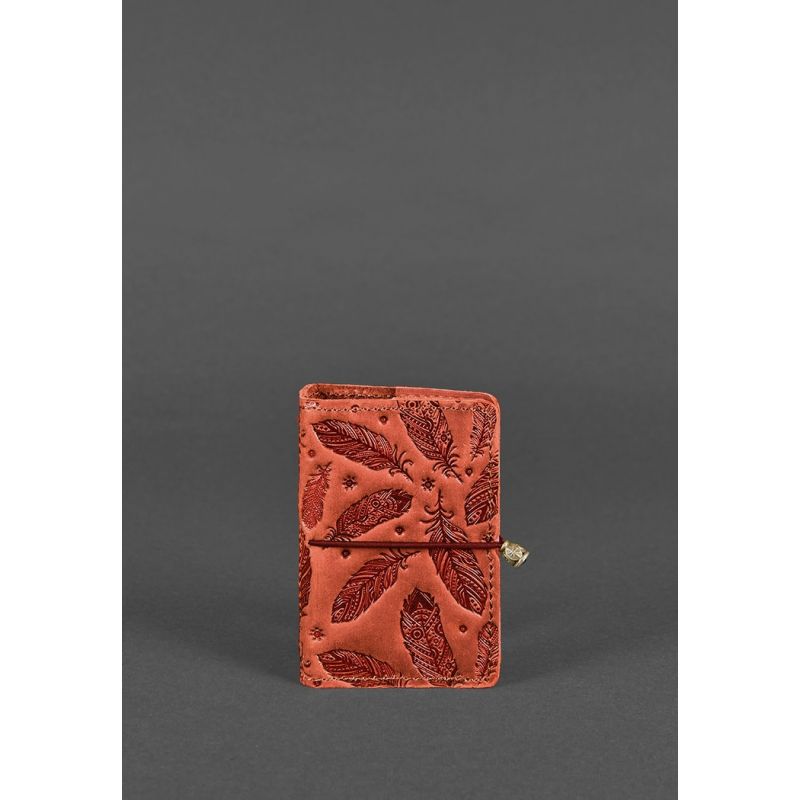 

Женский кожаный кард-кейс BlankNote 7.0 Коралловый с перьями BN-KK-7-coral-pero