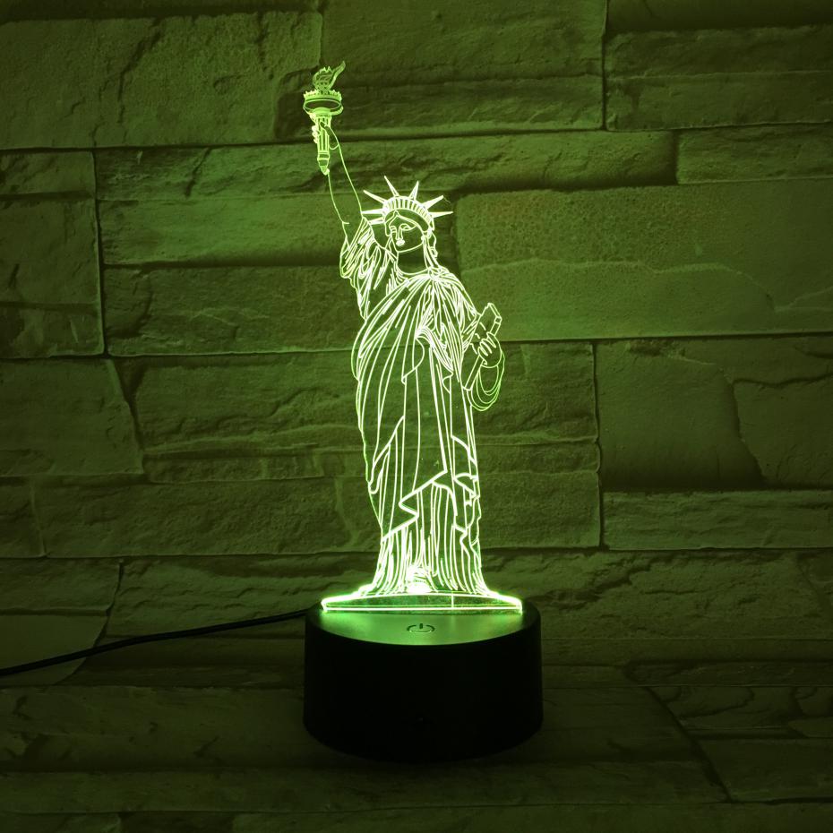 

3D светильник с пультом и аккумулятором 3D Lamp Статуя Свободы(LP-18103)