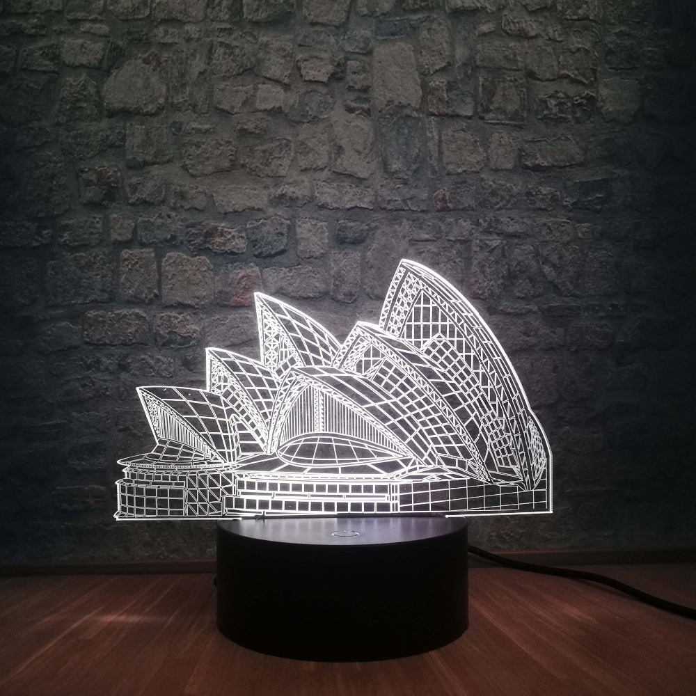 

3D светильник с пультом и аккумулятором 3D Lamp Сиднейская Опера (LP-18047)