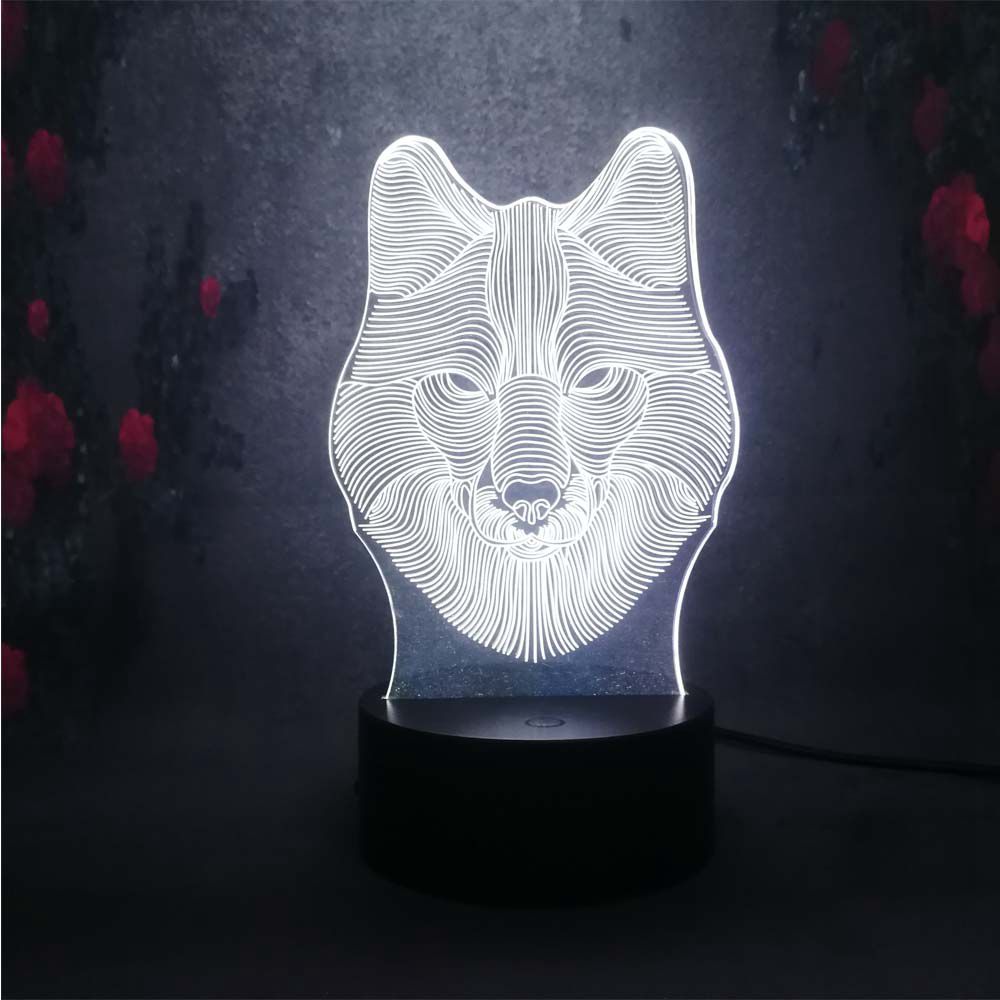 

3D светильник с пультом и аккумулятором 3D Lamp Волк (LP-17757)