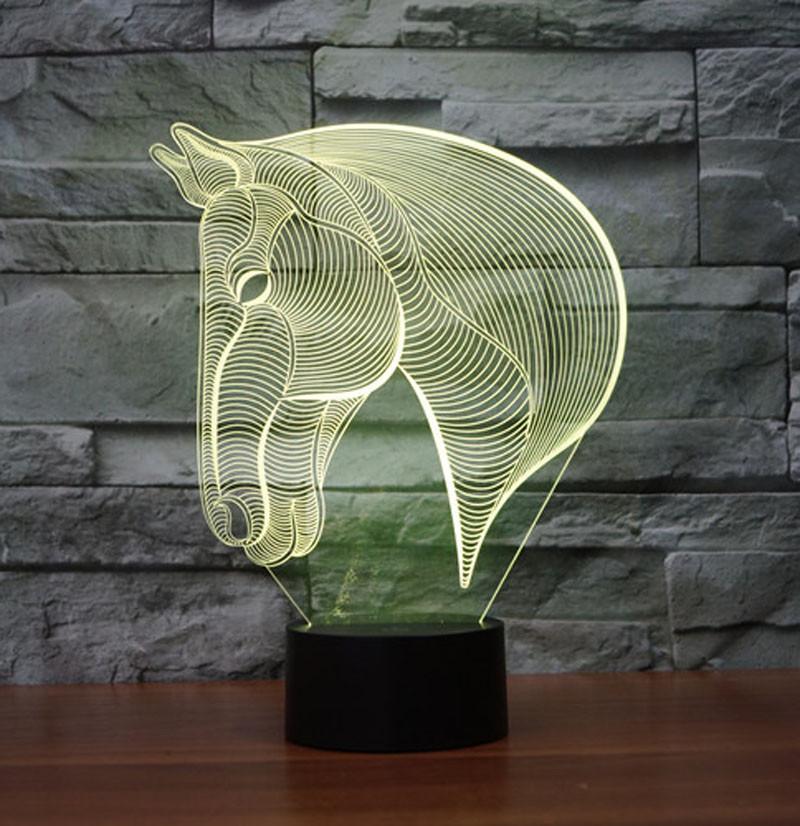 

3D светильник с пультом и аккумулятором 3D Lamp Лошадь (LP-17912)