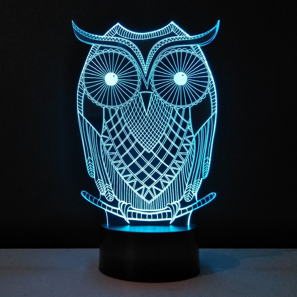 

3D светильник с пультом и аккумулятором 3D Lamp Сова 2 (LP-18095)