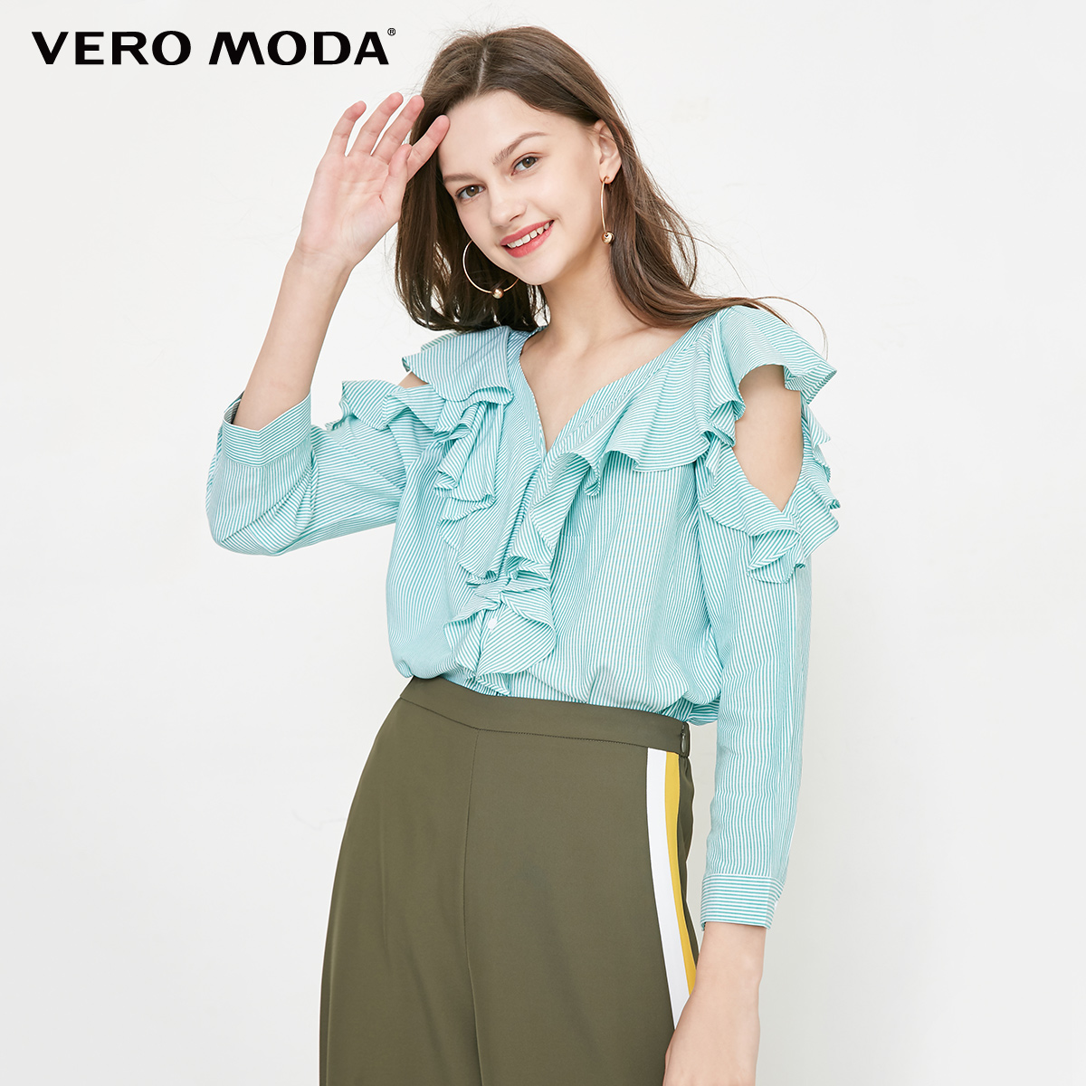 

Блуза Vero Moda 318231512F58 M зелений з білим
