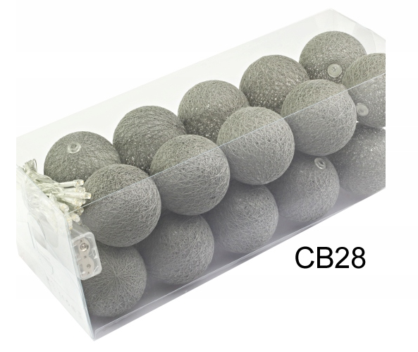 

Гирлянда тайская декоративная LTL GREY Cotton Balls 20led, диам 6см, длина 330см на батарейках АА