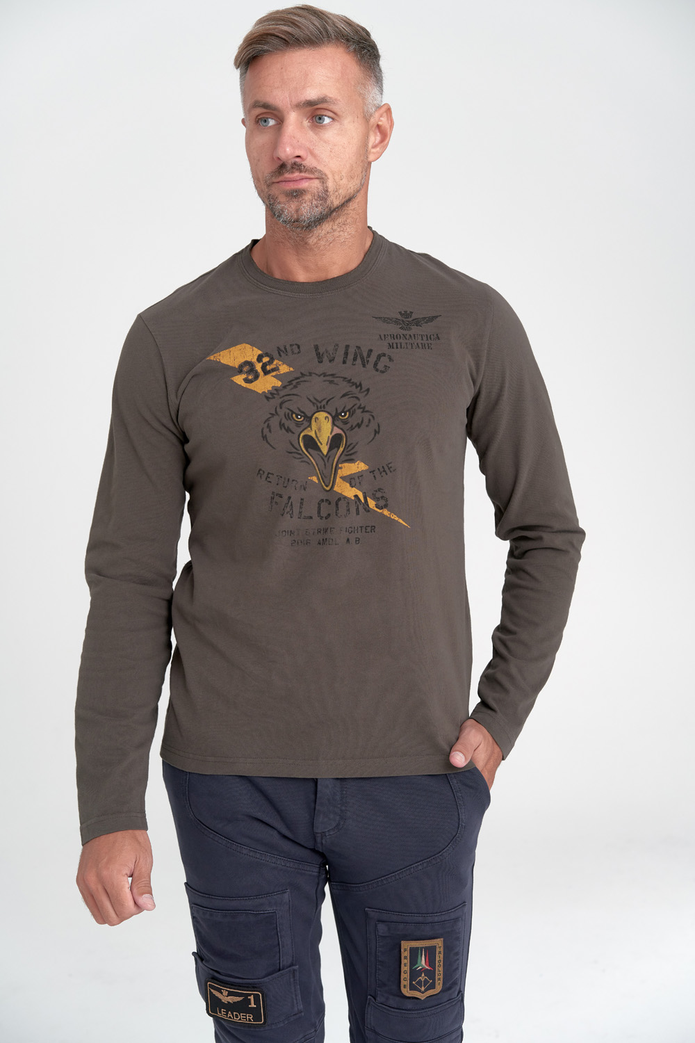 

Лонгслив цвета хаки Aeronautica Militare 1433 XXL