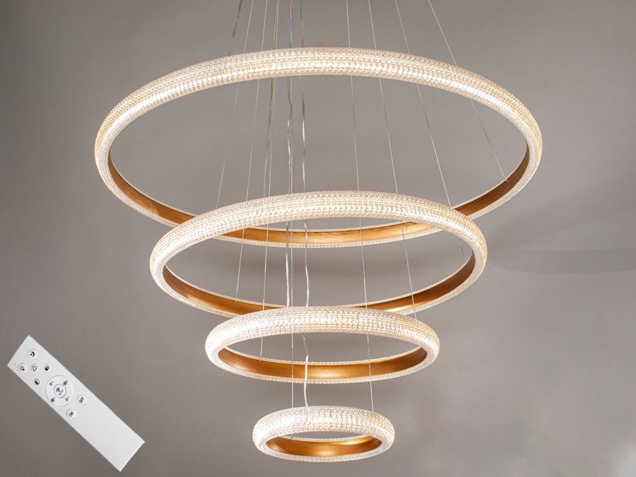 

Подвесная LED-люстра Diasha MD77017-800+600+400+200G dimmer 155W/Gold