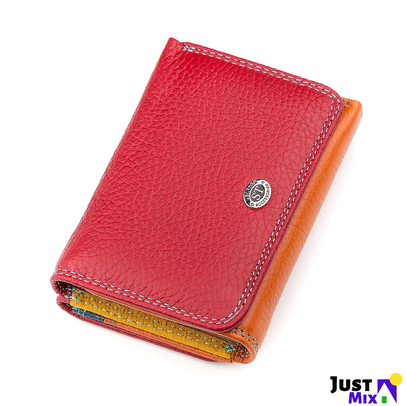 

Кошелек женский стильный для купюр и карточек ST Leather 18360 яркий Красный