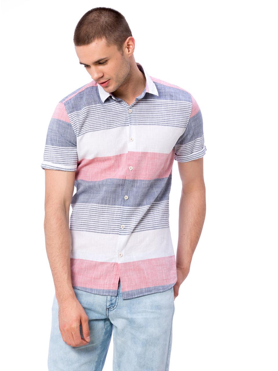 

Мужская рубашка LC Waikiki в красную и синюю полоску M Белая ( LCWShirt-2785-1)