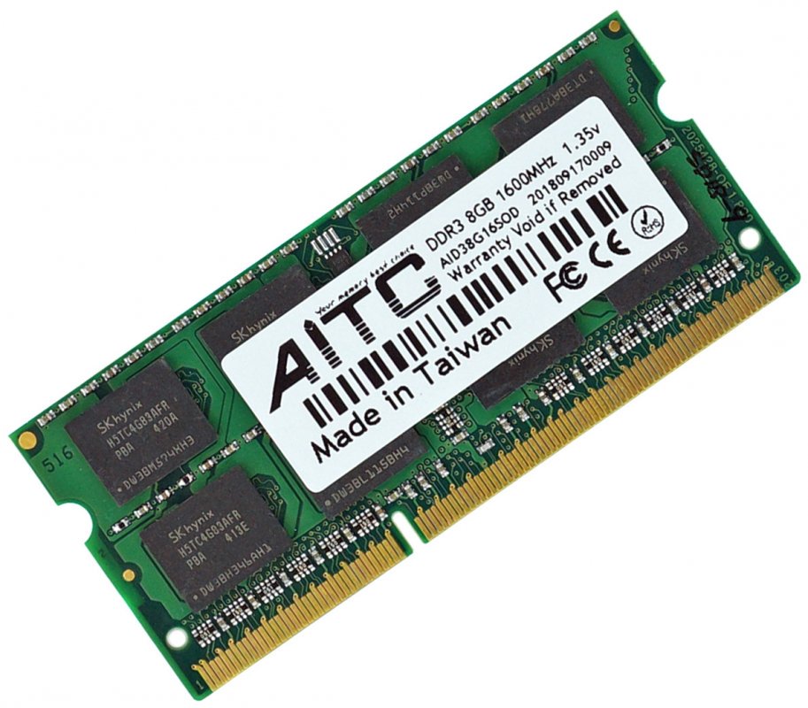 

Оперативная память для ноутбука DDR3L-1600 8Gb SODIMM PC3L-12800 1.35V AITC AID38G16SOD-L 8192MB (770008503)