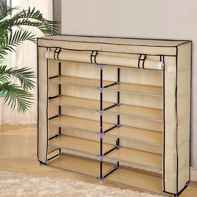 

Тканевый шкаф HCX для обуви «T2712 beige» 118х30х110 см Бежевый