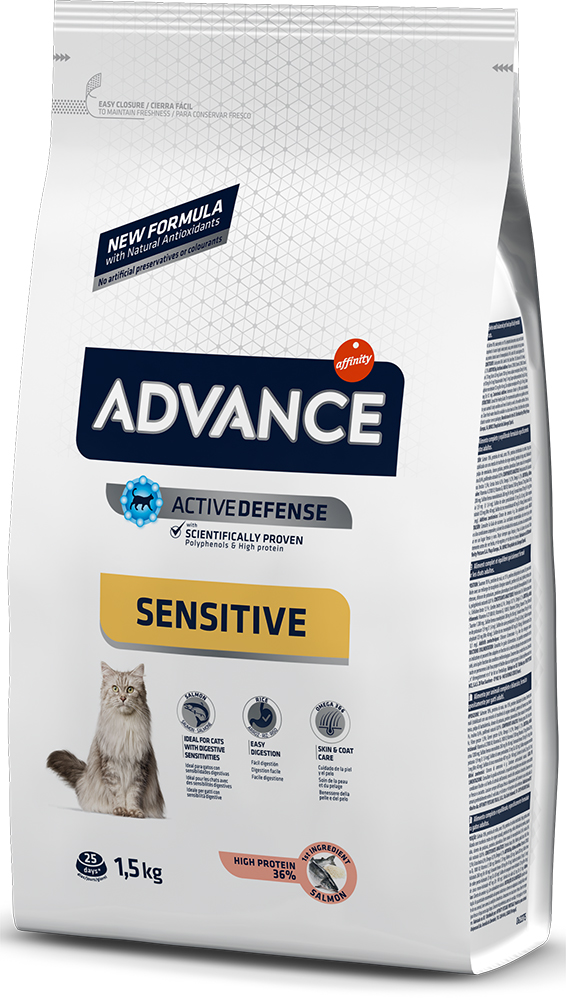 

Сухой корм для кошек с чувствительным пищеварением Advance Salmon Sensitive 1.5 кг