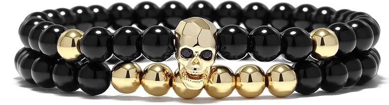 

Комплект мужской из Двух Браслетов Kaylo с Черепом Danger Skull Gold (vs-408)