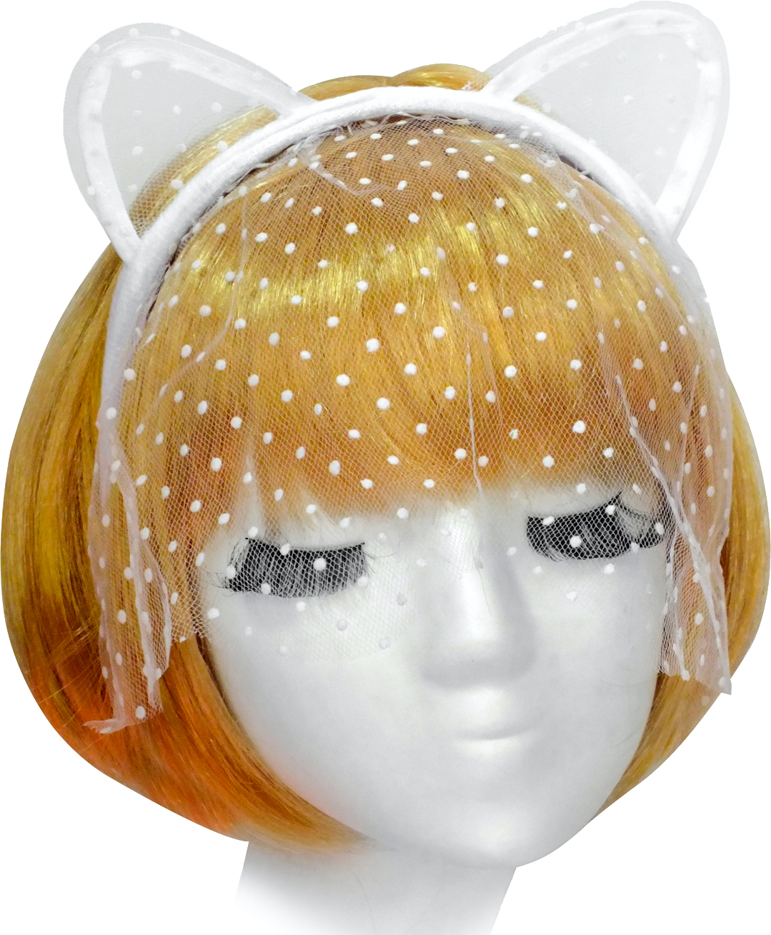 

Ушки Seta Decor 15-706WT Кошка с вуалью горошек Белые