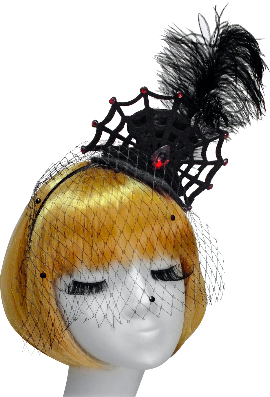 

Шляпка Seta Decor 18-986BLK-RD Паутина кабаре на обруче Черная