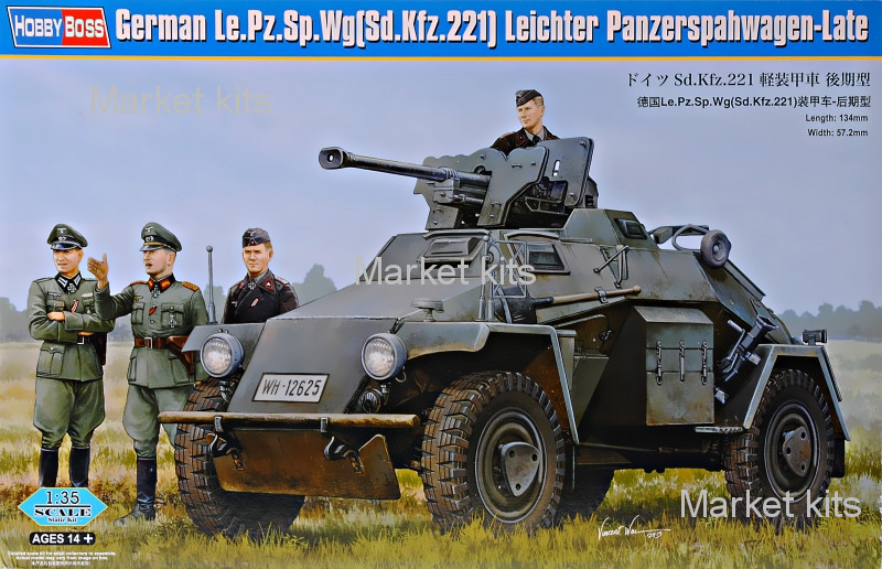 

Немецкий бронеавтомобиль Le.Pz.Sp.Wg (Sd.Kfz.221) Leichter Panzerspahwagen, поздний 1:35 Hobby Boss (HB83814)