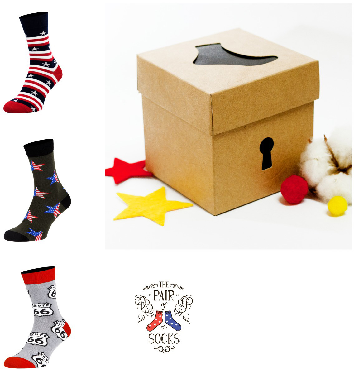 

Набор носков The Pair of Socks 3P-111-USA/BX 35-37 (3 пары) Разноцветный