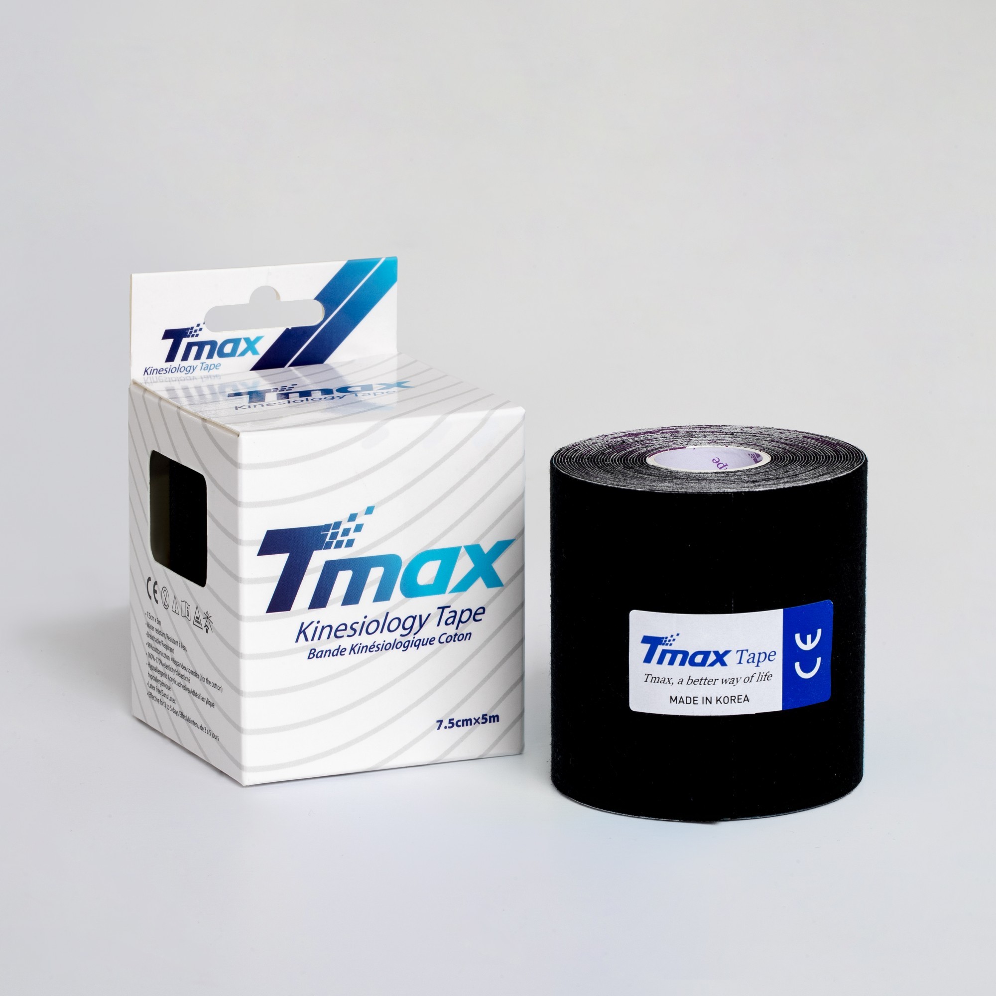 

Кинезио тейп Tmax Cotton Tape 7,5смx5м черный TCBk7.5