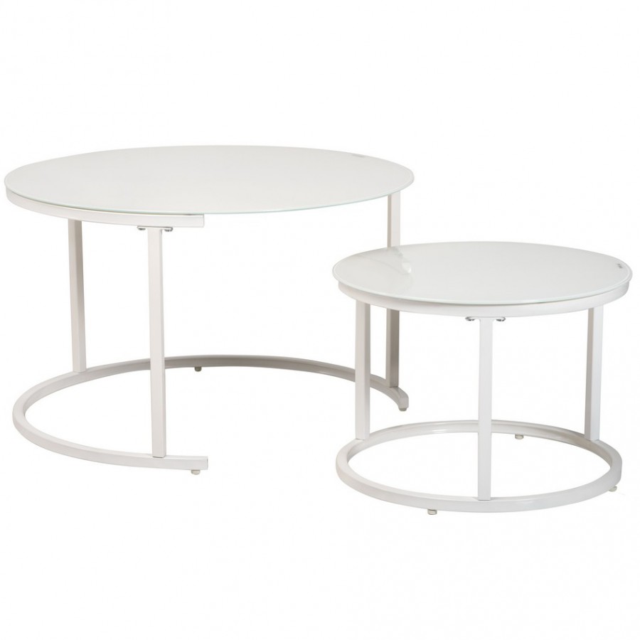 

Комплект журнальных столов в гостиную, в кабинет CS-25 металл белый/закаленное стекло белый Vetro Mebel