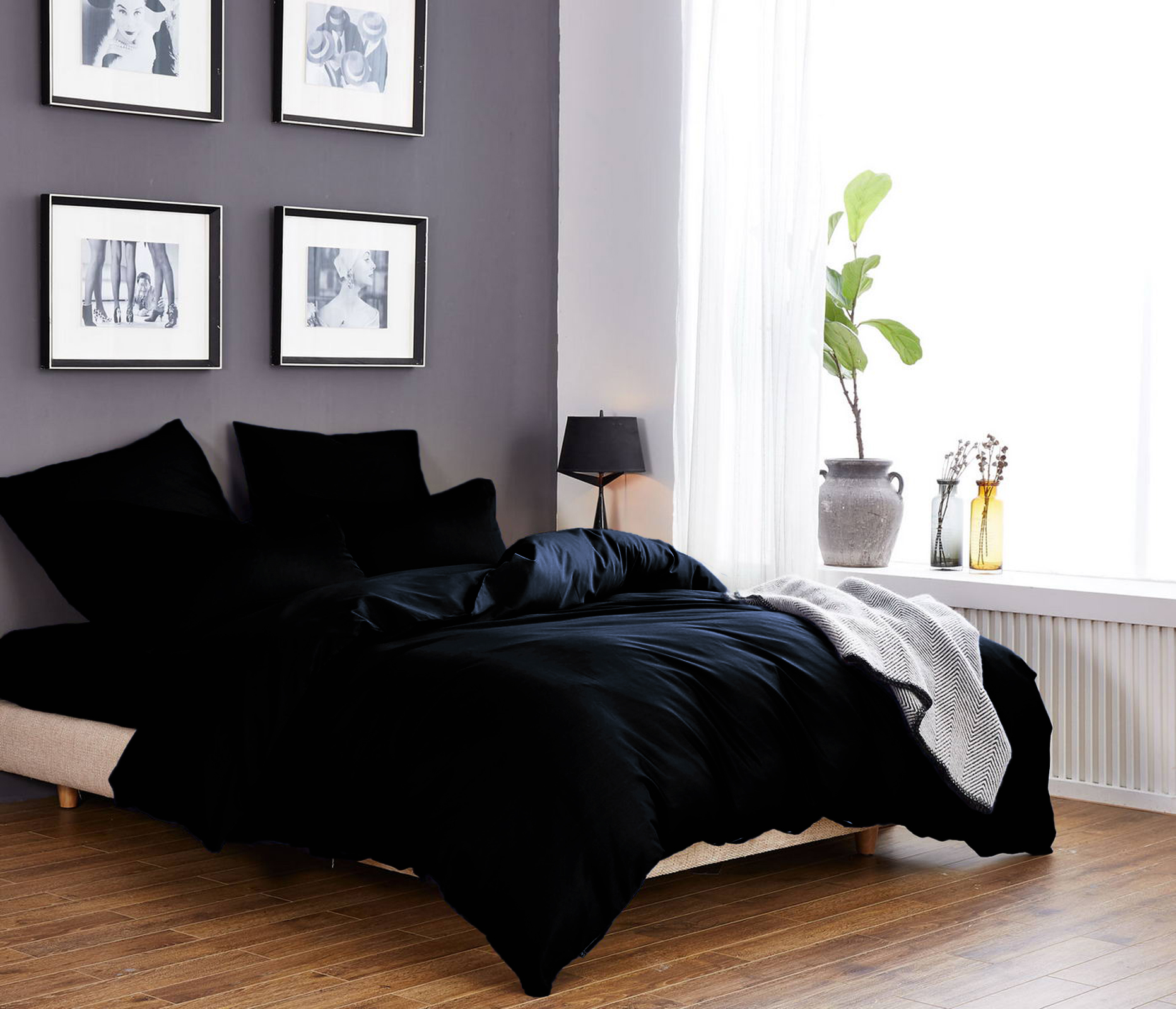 

Постельное белье CottonTwill Сатин Однотонный сатин Евро Черный 200x220 см ( FB1450CT)