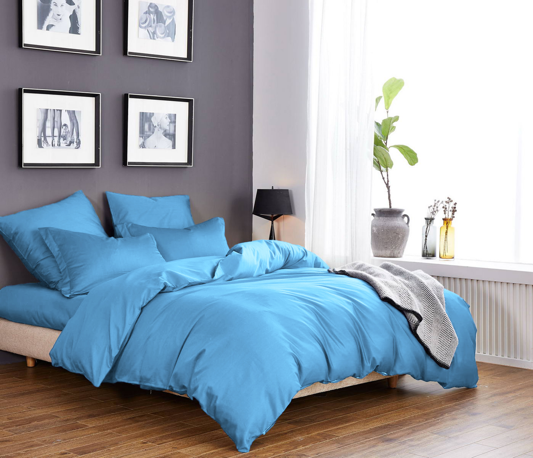 

Постельное белье CottonTwill Сатин Однотонный сатин 2-спальный Светло-голубой 175x215 см ( FB1360CT)